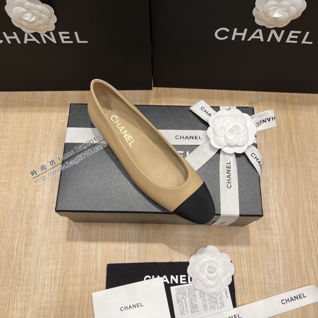 Chanel專櫃經典款女士拼色單鞋 香奈兒頂級版本平跟鞋高跟鞋 dx2597